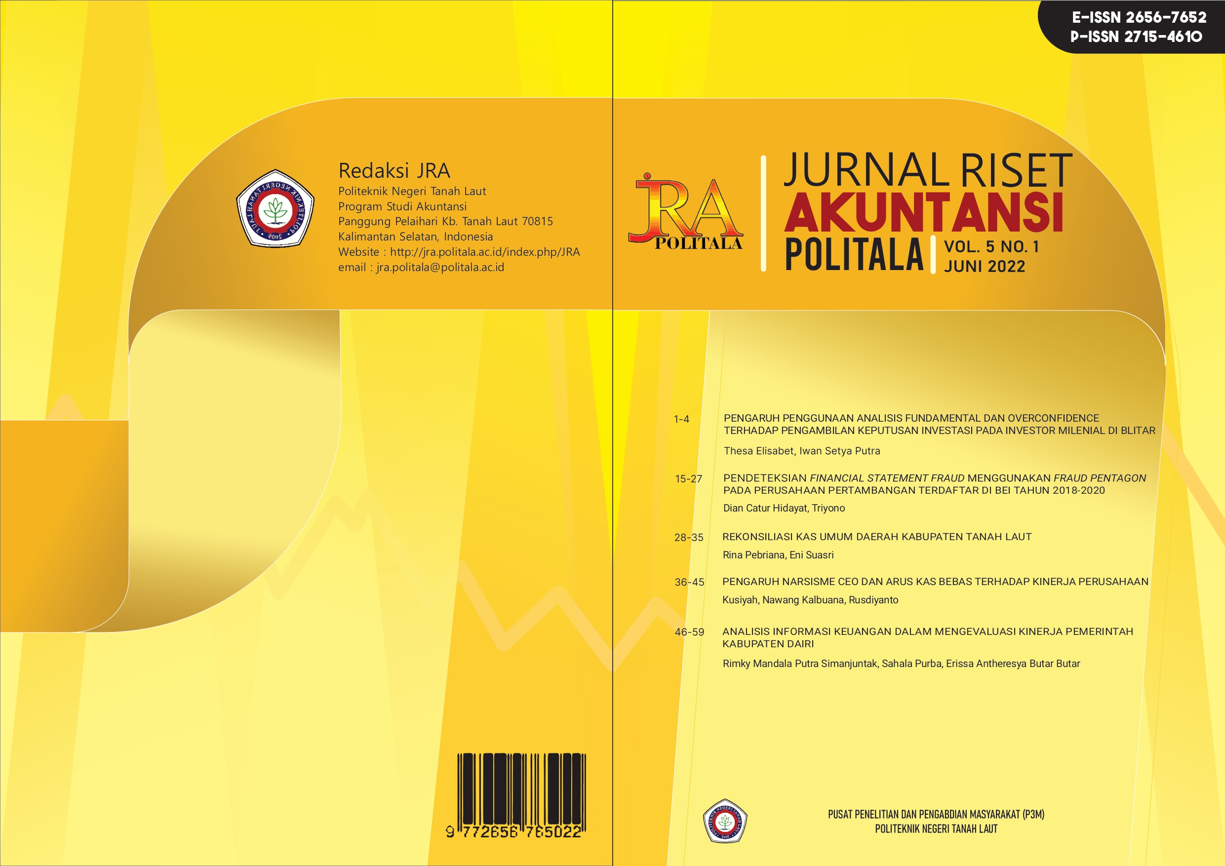 					View Vol. 5 No. 1 (2022): Jurnal Riset Akuntansi Politala
				